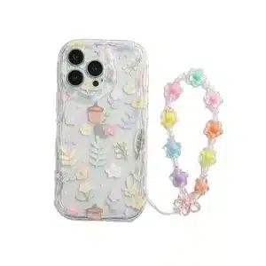 قاب گوشی اپل مدل iPhone 13 Pro طرح گل سرخس بلوط همراه بندست بابونه